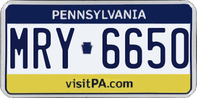 PA license plate MRY6650