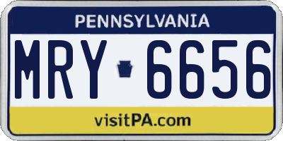PA license plate MRY6656