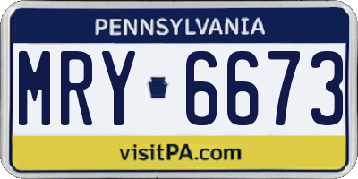 PA license plate MRY6673
