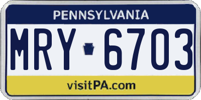 PA license plate MRY6703