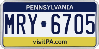 PA license plate MRY6705