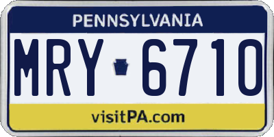 PA license plate MRY6710