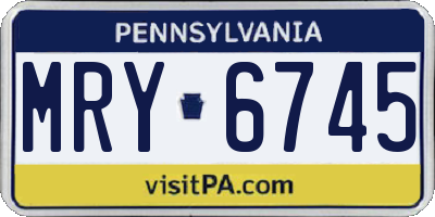 PA license plate MRY6745