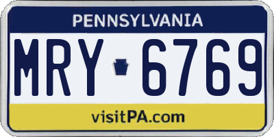 PA license plate MRY6769