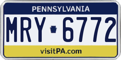 PA license plate MRY6772