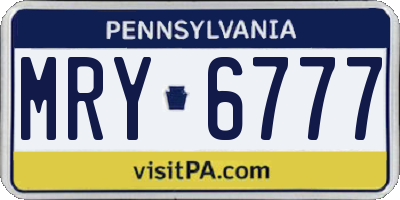 PA license plate MRY6777