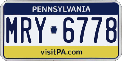 PA license plate MRY6778