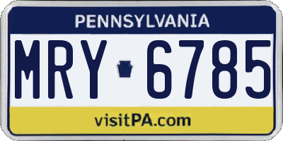 PA license plate MRY6785