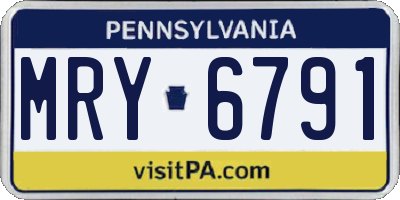 PA license plate MRY6791
