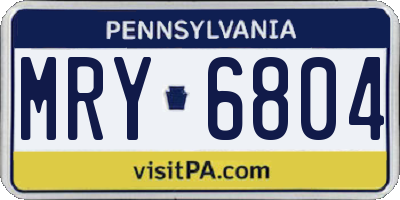 PA license plate MRY6804