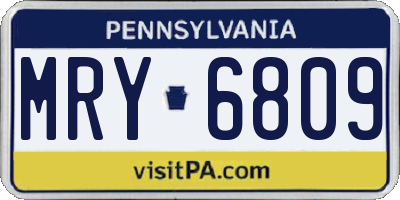 PA license plate MRY6809