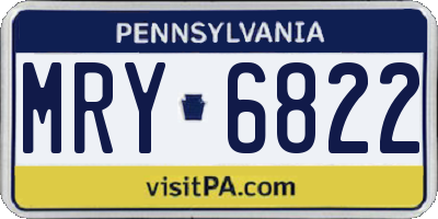 PA license plate MRY6822
