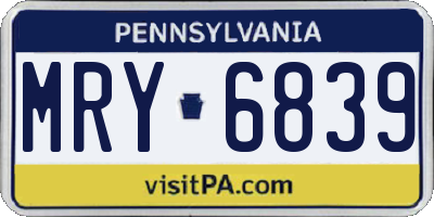PA license plate MRY6839