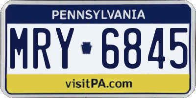 PA license plate MRY6845