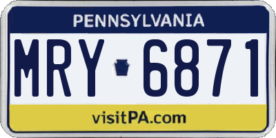 PA license plate MRY6871