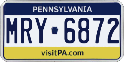 PA license plate MRY6872