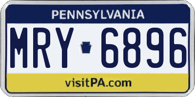 PA license plate MRY6896