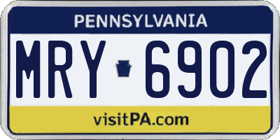 PA license plate MRY6902