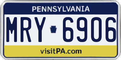 PA license plate MRY6906