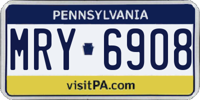 PA license plate MRY6908