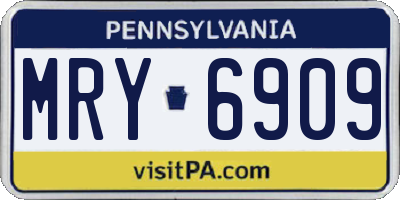 PA license plate MRY6909