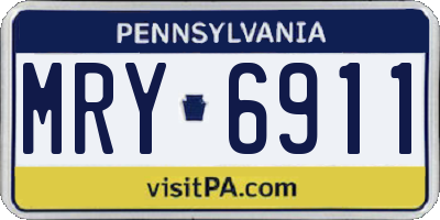 PA license plate MRY6911
