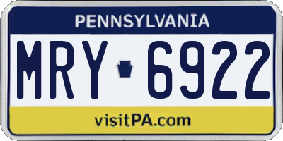 PA license plate MRY6922