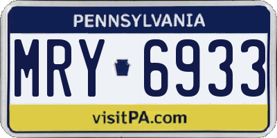 PA license plate MRY6933