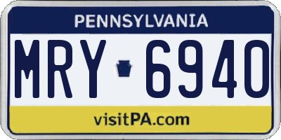PA license plate MRY6940