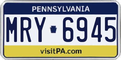 PA license plate MRY6945