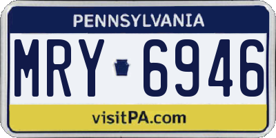 PA license plate MRY6946