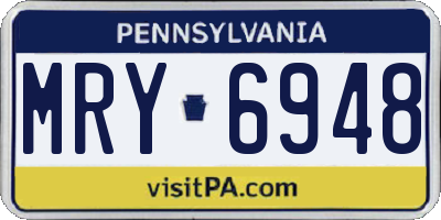 PA license plate MRY6948