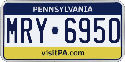 PA license plate MRY6950