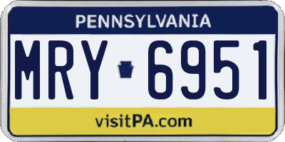 PA license plate MRY6951