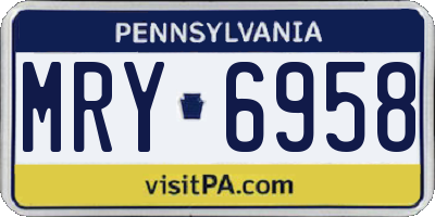 PA license plate MRY6958