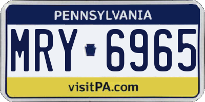 PA license plate MRY6965