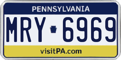 PA license plate MRY6969