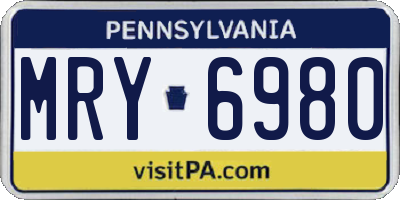 PA license plate MRY6980