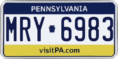 PA license plate MRY6983