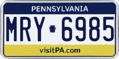 PA license plate MRY6985