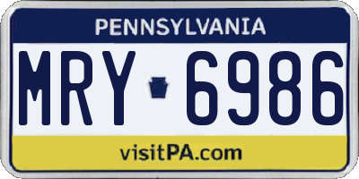 PA license plate MRY6986