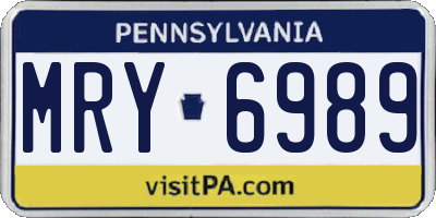 PA license plate MRY6989