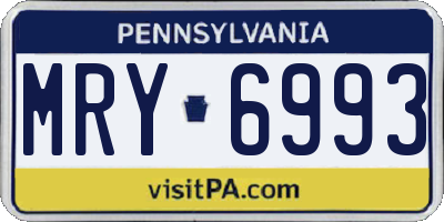 PA license plate MRY6993