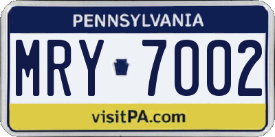 PA license plate MRY7002