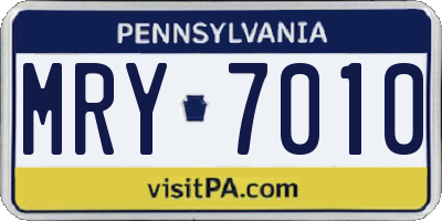 PA license plate MRY7010