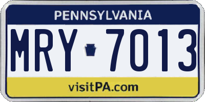 PA license plate MRY7013
