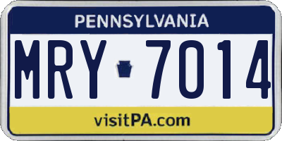 PA license plate MRY7014