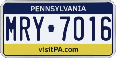 PA license plate MRY7016