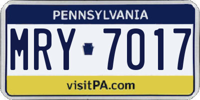 PA license plate MRY7017