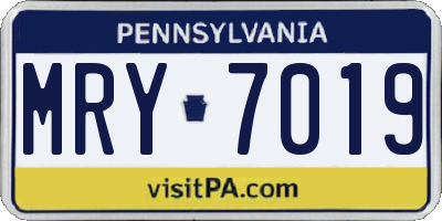 PA license plate MRY7019